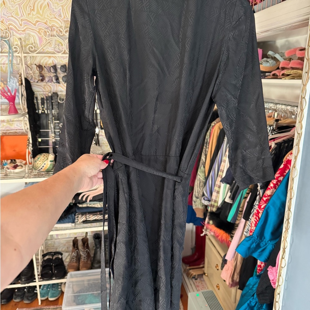 Sézane Black Wrap-around Silk Dress - Picture 10 of 12